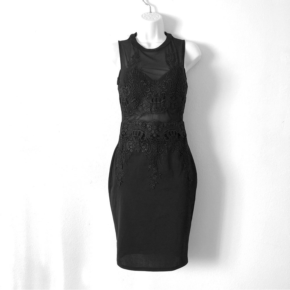Emprada black lace mini dress
